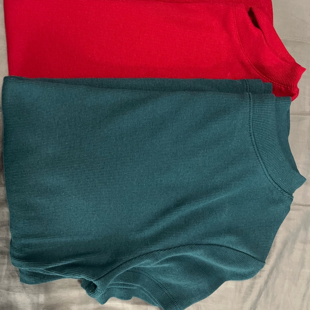 A New Day Short Sleeve Tees - Red and Teal
